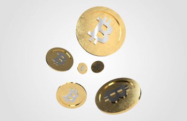 Şifreleme 3D Render. Bitcoinler 