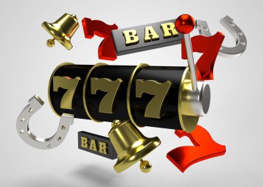 Slot Makinası 3d Render. 777 işareti 