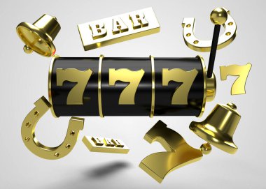 Slot Makinası 3d Render. 777 işareti 