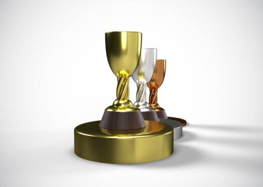 Kupalar. Altın Gümüş Bronz Ödüller 3D Yapım