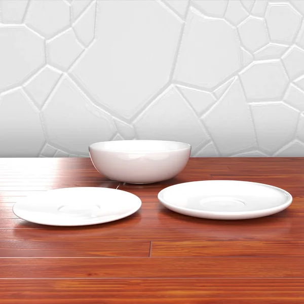 Empty Ceramic Plates Table — 스톡 사진