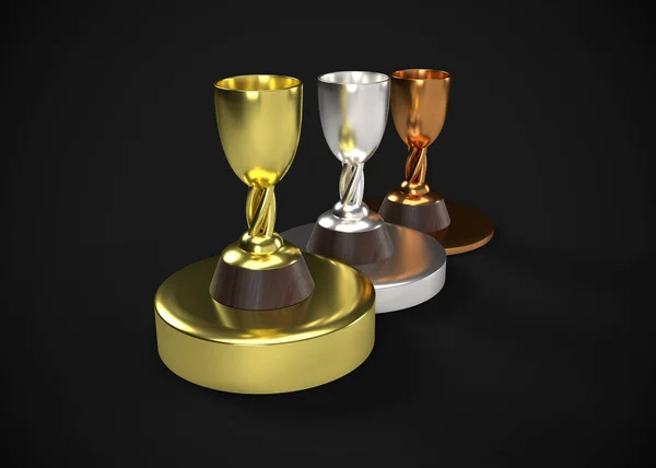 Trofeos Oro Plata Bronce Premios Render — Foto de Stock