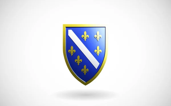 Bosna Eski Bayrağı 1992-1998 Ljiljani Bih Bayrak Kalkanı Bosna Amblemi 3d Render