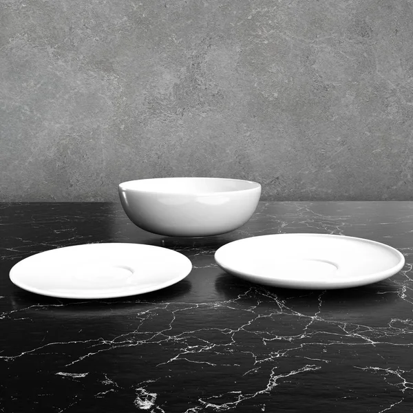 Empty Ceramic Plates Table — 스톡 사진