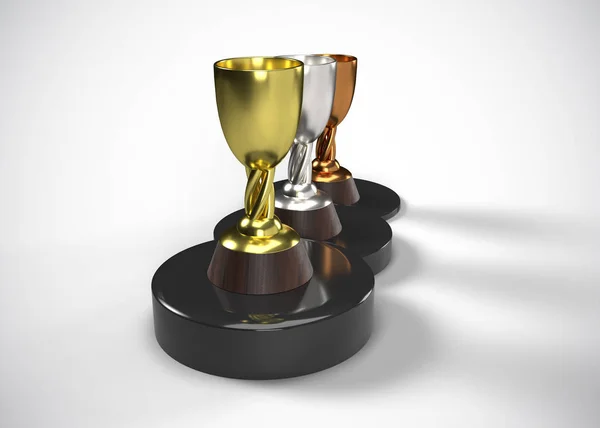 Trofei Gold Silver Bronze Awards Render — Foto Stock