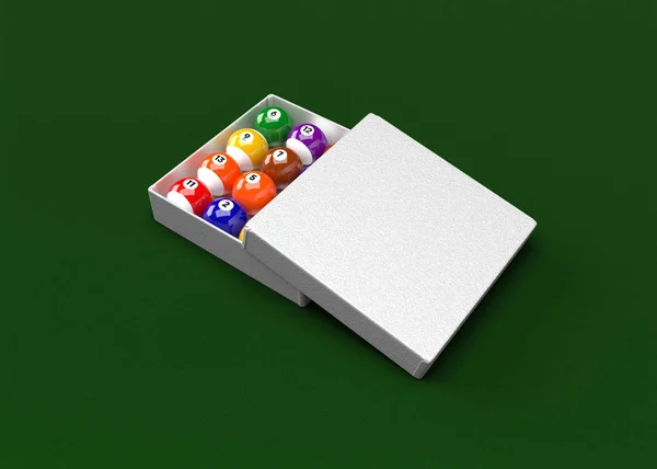 billiards game. billiard balls in box