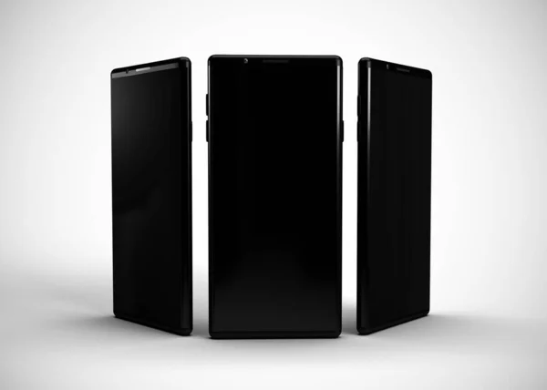 Akıllı telefonlar, cep telefonları, arka. Model Yukarı. 3d Hazırlama