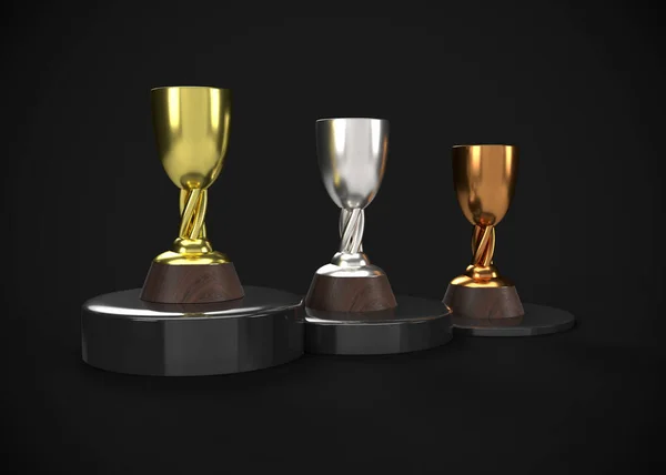 Τρόπαια Χρυσό Ασημένιο Bronze Awards Render — Φωτογραφία Αρχείου