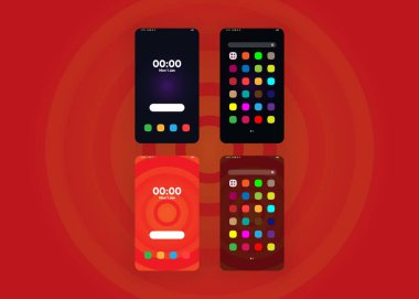 Akıllı telefonlar, cep telefonları, ekranlar. 3d Hazırlama 