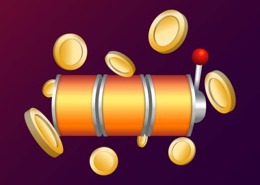 Slot Makinası 3d Render. Vektör illüstrasyonu  
