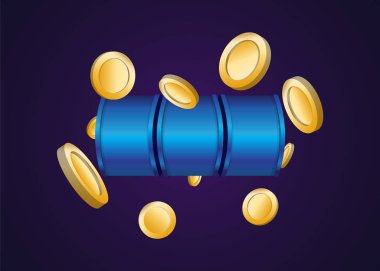 Slot Makinası 3d Render. Vektör illüstrasyonu  