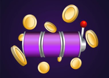Slot Makinası 3d Render. Vektör illüstrasyonu  