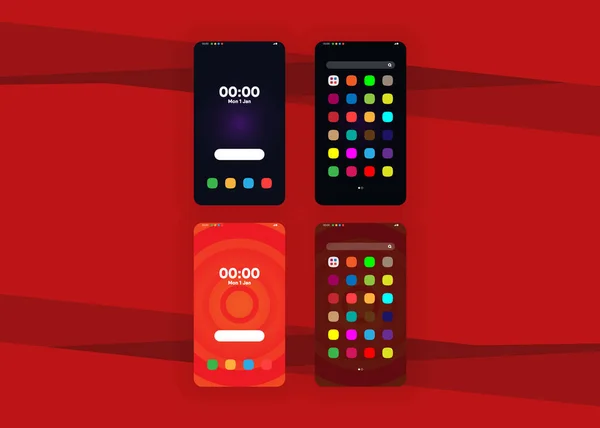 Smartphones Teléfonos Móviles Pantallas Renderizado — Vector de stock