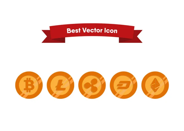 Crypto Currencies Icons Vector Illustration — Stock Vector