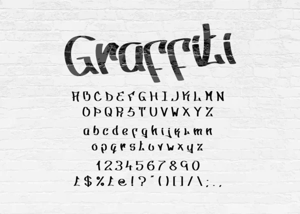 Brick Wall Vector İllüstrasyonuna Graffiti Yazı Tipi Harfleri