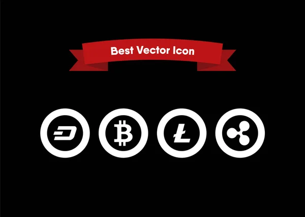 Crypto Monedas Iconos Vector Ilustración — Vector de stock