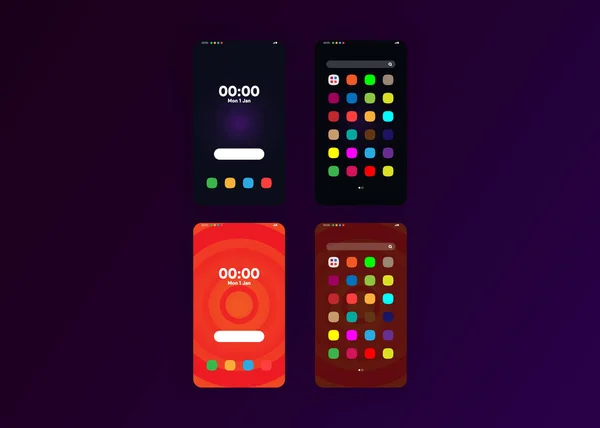 Smartphones Teléfonos Móviles Pantallas Renderizado — Vector de stock