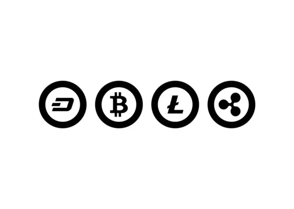 Ikony Vektorových Měn Šifrování — Stockový vektor