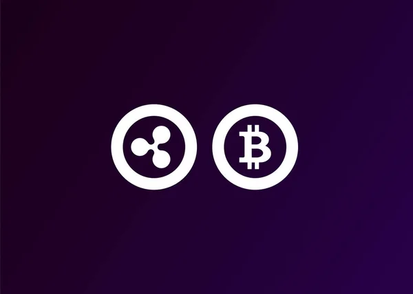 Kryptowährungen Bitcoin Ripple Coin Symbole Vektor Illustration — Stockvektor
