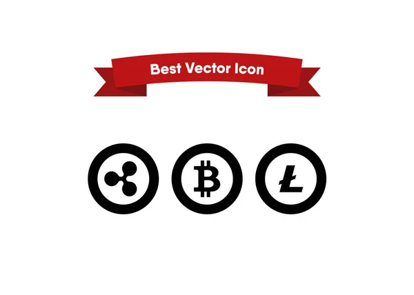 Crypto Monedas Iconos Vector Ilustración — Vector de stock