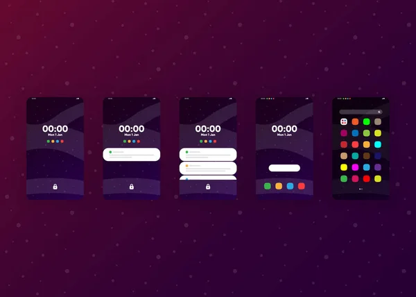 Smartphones Telemóveis Ecrãs Renderização — Vetor de Stock