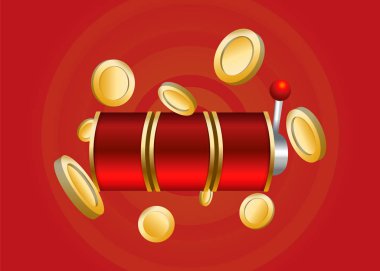 Slot Makinası 3d Render. Vektör illüstrasyonu  