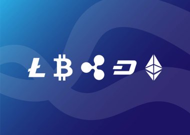 Kripto para birimleri vektör illüstrasyonunu imzaladı 