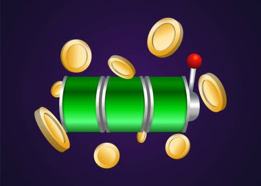 Slot Makinası 3d Render. Vektör illüstrasyonu  