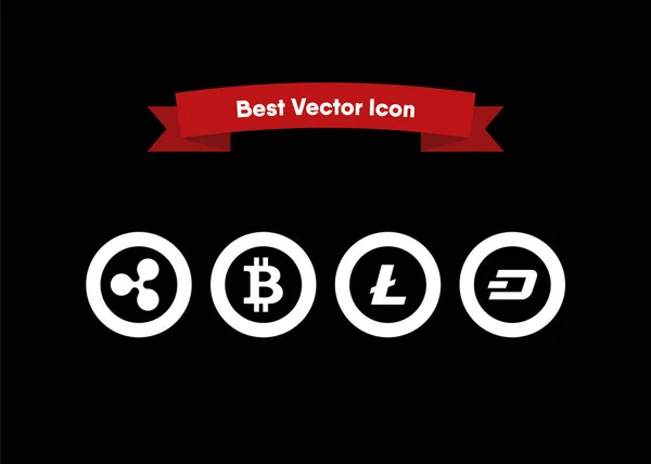 Crypto Monedas Iconos Vector Ilustración — Vector de stock