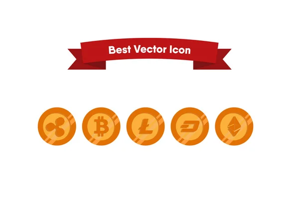 Crypto Currencies Icons Vector Illustration — Stock Vector