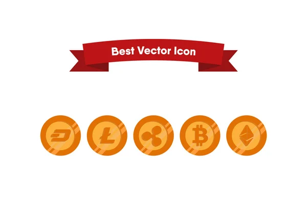 Crypto Currencies Icons Vector Illustration — Stock Vector