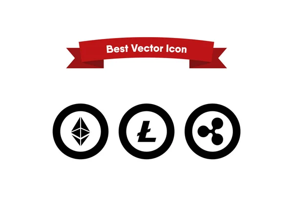 Crypto Monedas Iconos Vector Ilustración — Vector de stock