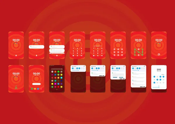 Smartphones Teléfonos Móviles Pantallas Renderizado — Vector de stock