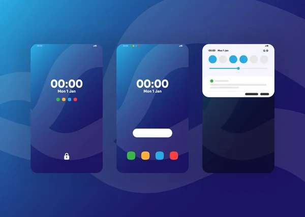 Smartphones Telemóveis Ecrãs Renderização — Vetor de Stock