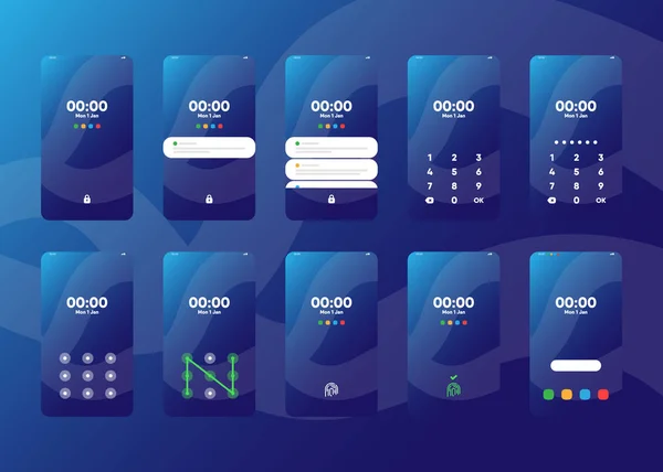Smartphones Telemóveis Ecrãs Renderização — Vetor de Stock