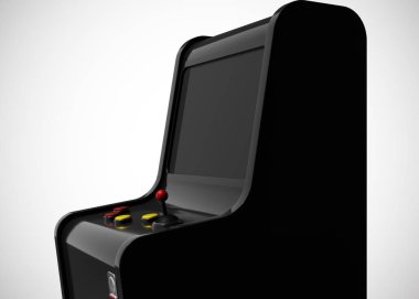 Oyun Makinesi Retro Oyun Biçimi Joystick ve Düğmeler 3d Render