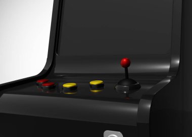 Oyun Makinesi Retro Oyun Biçimi Joystick ve Düğmeler 3d Render