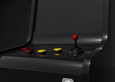Oyun Makinesi Retro Oyun Biçimi Joystick ve Düğmeler 3d Render
