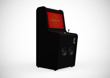 Oyun Makinesi Para Ekran Retro Oyun Biçimini Oyun Çubuğu ve Düğmeleri 3d Render ile Ekle