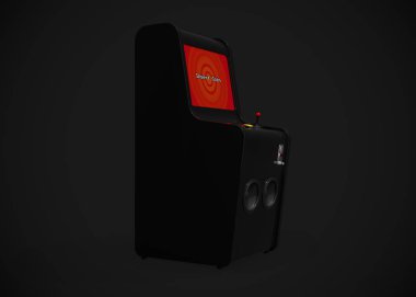 Oyun Makinesi Para Ekran Retro Oyun Biçimini Oyun Çubuğu ve Düğmeleri 3d Render ile Ekle