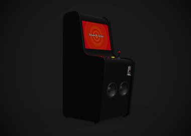 Oyun Makinesi Para Ekran Retro Oyun Biçimini Oyun Çubuğu ve Düğmeleri 3d Render ile Ekle