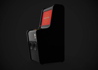 Oyun Makinesi Para Ekran Retro Oyun Biçimini Oyun Çubuğu ve Düğmeleri 3d Render ile Ekle
