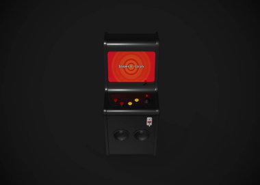 Oyun Makinesi Para Ekran Retro Oyun Biçimini Oyun Çubuğu ve Düğmeleri 3d Render ile Ekle