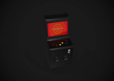 Oyun Makinesi Para Ekran Retro Oyun Biçimini Oyun Çubuğu ve Düğmeleri 3d Render ile Ekle