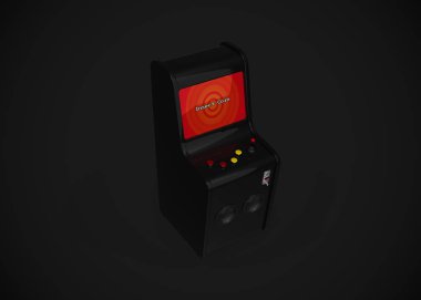 Oyun Makinesi Para Ekran Retro Oyun Biçimini Oyun Çubuğu ve Düğmeleri 3d Render ile Ekle
