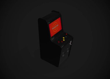 Oyun Makinesi Para Ekran Retro Oyun Biçimini Oyun Çubuğu ve Düğmeleri 3d Render ile Ekle