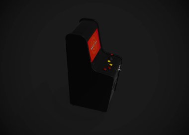 Oyun Makinesi Para Ekran Retro Oyun Biçimini Oyun Çubuğu ve Düğmeleri 3d Render ile Ekle