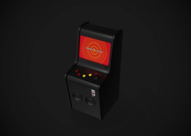 Oyun Makinesi Para Ekran Retro Oyun Biçimini Oyun Çubuğu ve Düğmeleri 3d Render ile Ekle