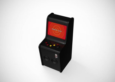 Oyun Makinesi Para Ekran Retro Oyun Biçimini Oyun Çubuğu ve Düğmeleri 3d Render ile Ekle