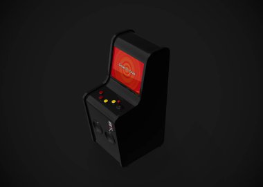 Oyun Makinesi Para Ekran Retro Oyun Biçimini Oyun Çubuğu ve Düğmeleri 3d Render ile Ekle